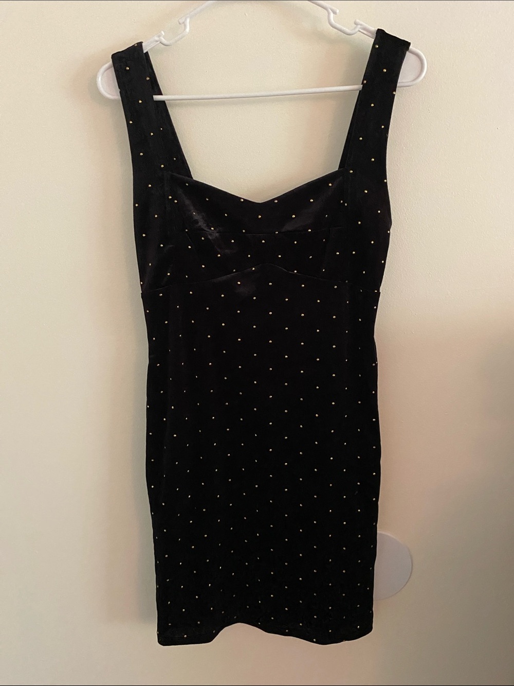 Forever 21 Black Velvet Mini Dress with Gold Studs